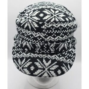 Angela &‎ William Black White Geometric Print Cadet Hat Newsboy Cap OS
